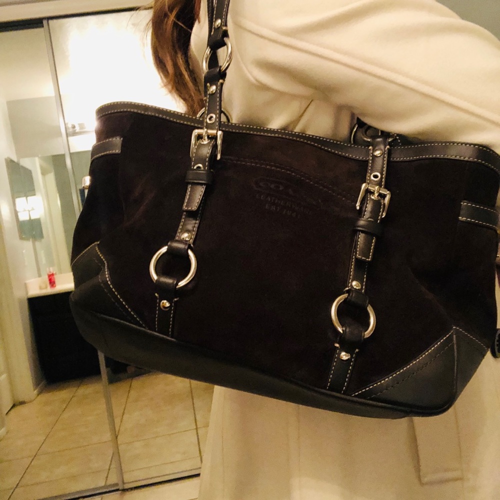 Coach Suede Dark Brown Purse